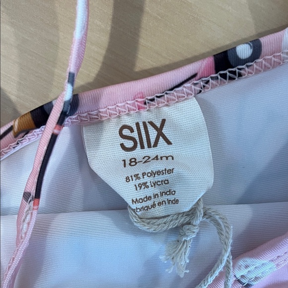 Siix Pink and White Toddler Swimsuit - Picture 2 of 3